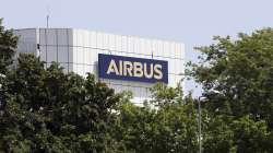 The logo of Airbus group is displayed in Toulouse, south of France.