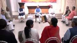 Union Home minister  & BJP leader Amit Shah holds a meeting with party leaders at the BJP state office in Kolkata