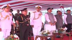 efence Minister Rajnath Singh, CDS Gen Anil Chauhan, Navy Chief Admiral R Hari Kumar, Goa Governor PS Sreedharan Pillai, Goa CM Pramod Sawant and other dignitaries attend the commissioning ceremony of INS Mormugao.