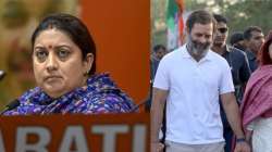 BJP leader Smriti Irani (L) and Congress leader Rahul Gandhi 