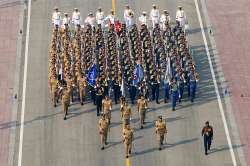 A contingent of the Egyptian Military marches past during the full dress rehearsal of the Republic Day Parade 2023 on Kartavya Path in New Delhi