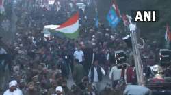 Accompanied by J-K Pradesh Congress chief Vikar Rasool Wani, working president Raman Bhalla and hundreds of volunteers carrying the tricolour, Gandhi entered Samba district’s Tapyal-Gagwal. 