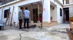 A building marked unsafe after the appearance of cracks in Joshimath.