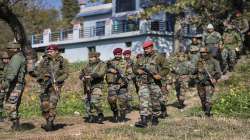 Army personnel during a search operation in Jammu and Kashmir's Rajouri district.