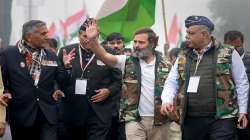 Congress leader Rahul Gandhi along with ex-servicemen during Bharat Jodo Yatra