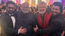 Golden Globes Awards 2023's celebration by Ram Charan, Jr NTR, SS Rajamouli and MM Keeravaani