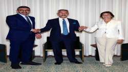 S Jaishankar with France Foreign Minister (R) and United Arab Emirates Foreign Minister (L) 