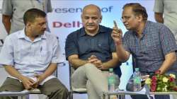 Manish Sisodia, Satyendar Jain with Arvind Kejriwal