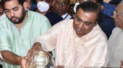 Mukesh Ambani, Chairman and Managing Director of Reliance Industries Limited, and his son, Akash Ambani, Chairman of Reliance Jio, visit Somnath Mahadev in Gujarat