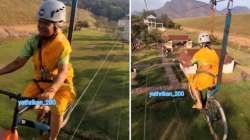 67-year-old woman does rope cycling wearing saree