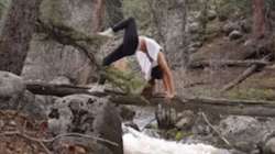 Woman falls into river while doing yoga