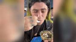 Influencer eats salad with live, jumping shrimps in Thailand