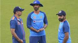 Rahul Dravid, Vikram Rathour and Rohit Sharma