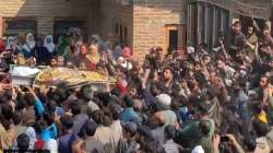 Locals protest in Jammu and Kashmir's Budgam district after a woman was brutally murdered. 