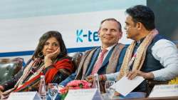 Kiran Mazumdar Shaw (Left) with Kyndryl CEO Martin Schroeter and Karnataka Minister for Information Technology - Biotechnology CN Ashwath Narayan