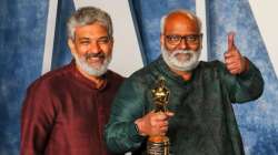 RRR director SS Rajamouli and music composer MM Keeravani return to Hyderabad