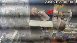 A woman is seen putting the parcel at the desk of the shop in the CCTV footage