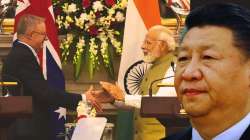 Indian Prime Minister Narendra Modi shakes hand with his Australian counterpart Anthony Albanese after exchange of agreements and press statement, in New Delhi on March 10.