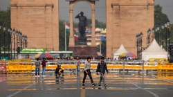 A mirage appears on Kartavya Path during a hot summer day, in New Delhi.