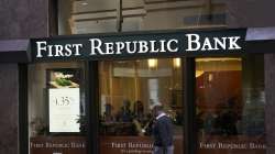 A pedestrian walks past a First Republic Bank in San Francisco on April 26, 2023.