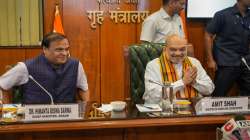 Assam Chief Minister Himanta Biswa Sarma with Union Home Minister Amit Shah