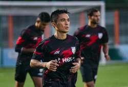 India captain Sunil Chhetri at training