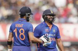 Virat Kohli and Rohit Sharma in Indian cricket jerseys sponsored by Byju's 