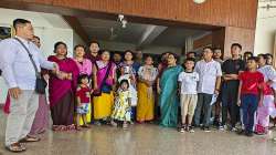 Meitei community people from Mizoram upon their arrival at a relief camp in Imphal