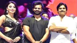 Urvashi Rautela with Sai Dharam Tej and Pawan Kalyan