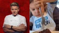 Gordon Ramsay admiring 2 year old eating a Gourmet meal 