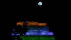 The Super Blue Moon as seen in the sky above the India Gate, in New Delhi