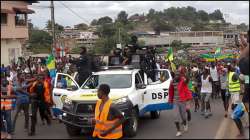 Gabonese people celebrating the ouster of President Ali Bongo Ondimba by the military.