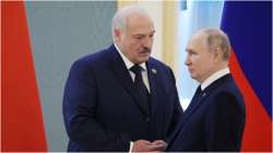 Belarusian President Alexander Lukashenko with his Russian counterpart Vladimir Putin