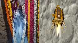 People offer prayers for the success of India's historic lunar mission