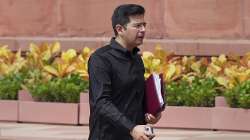 AAP MP Raghav Chadha arrives at Parliament House complex during the Monsoon session, in New Delhi.