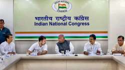 Congress President Mallikarjun Kharge with party leaders Rahul Gandhi and KC Venugopal in a meeting with Delhi Congress leaders regarding preparations of Lok Sabha elections, in New Delhi