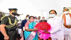 Telangana Governor Dr.Tamilisai Soundararajan with state CM KC Rao. 