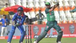 Babar Azam while batting against Nepal in Asia Cup opening match on August 30