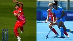 Shabnim Ismail steaming in (left) Rani Rampal in action for India (right)