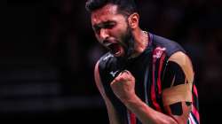 HS Prannoy celebrating his win against Viktor Axelsen on August 25, 2023