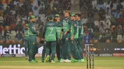 Pakistan team celebrating against Nepal in Asia Cup opening game on August 30, 2023