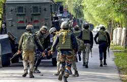 Security personnel during an encounter with terrorists at Kokernag area