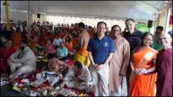 Louisville Mayor Craig Greenberg at the ceremony at a Hindu temple in Kentucky