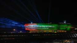 Illuminated Bharat Mandapam ahead of the G20 Summit