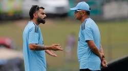 Virat Kohli and Rahul Dravid during a training session on September 4, 2023