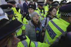 Climate activist Greta Thunberg during a protest in London.