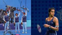 Indian women's compound archery team (left) and PV Sindhu (right)