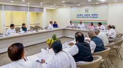 Congress President Mallikarjun Kharge with party leaders Sonia Gandhi, Rahul Gandhi and others leaders during the Congress Central Election Committee in New Delhi