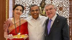 Mukesh and Nita Ambani with IOC President Thomas Bach