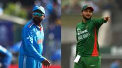 India captain Rohit Sharma and Bangladesh's Shakib Al Hasan at World Cup 2023